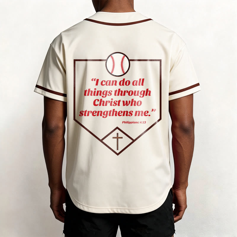 Christianartworkshop Philippiens 4:13 Maillot de baseball Foi : T-shirt de sport avec croix, devise, force et dévotion - image 7
