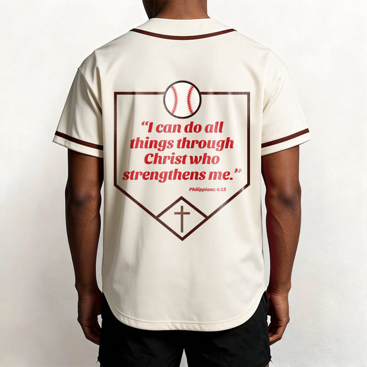 Christianartworkshop Philippiens 4:13 Maillot de baseball Foi : T-shirt de sport avec croix, devise, force et dévotion - image 7