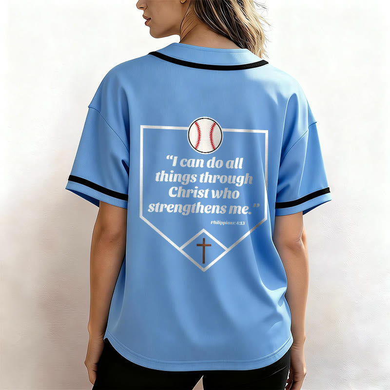Christianartworkshop Philippiens 4:13 Maillot de baseball Foi : T-shirt de sport avec croix, devise, force et dévotion - image 34