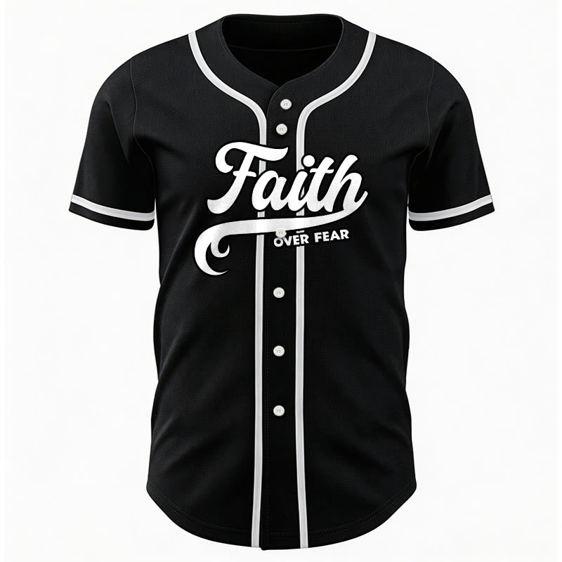 Christianartworkshop Maillot de baseball unisexe personnalisé avec nom et numéro « La foi plutôt que la peur » - image 6