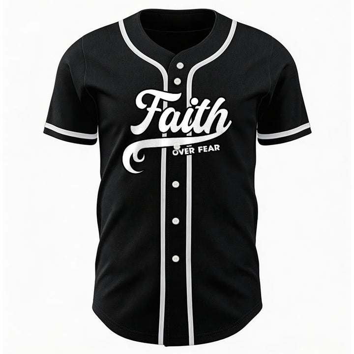 Christianartworkshop Maillot de baseball unisexe personnalisé avec nom et numéro « La foi plutôt que la peur » - image 6