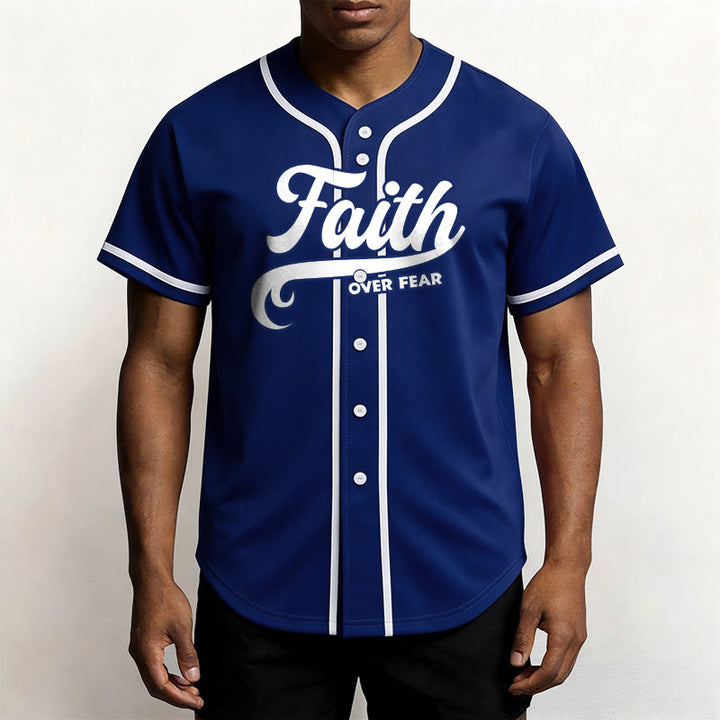 Christianartworkshop Maillot de baseball unisexe personnalisé avec nom et numéro « La foi plutôt que la peur » - image 9