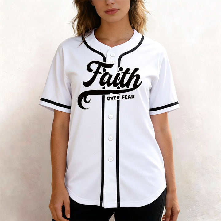 Christianartworkshop Maillot de baseball unisexe personnalisé avec nom et numéro « La foi plutôt que la peur » - image 18