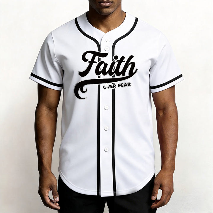Christianartworkshop Maillot de baseball unisexe personnalisé avec nom et numéro « La foi plutôt que la peur » - image 16