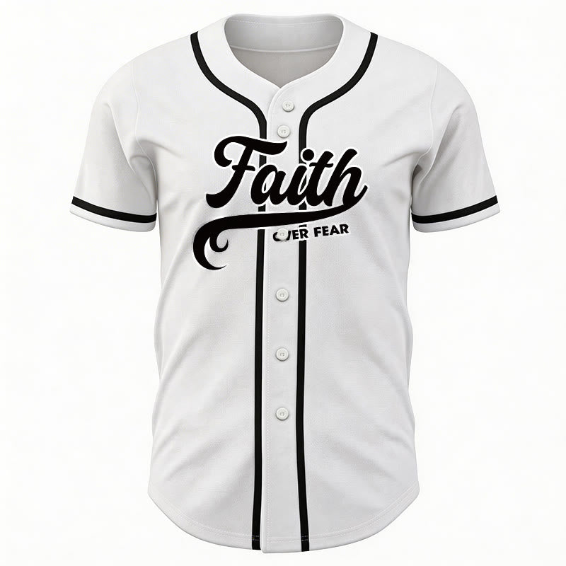 Christianartworkshop Maillot de baseball unisexe personnalisé avec nom et numéro « La foi plutôt que la peur » - image 20