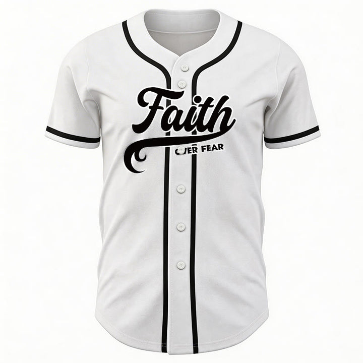 Christianartworkshop Maillot de baseball unisexe personnalisé avec nom et numéro « La foi plutôt que la peur » - image 20