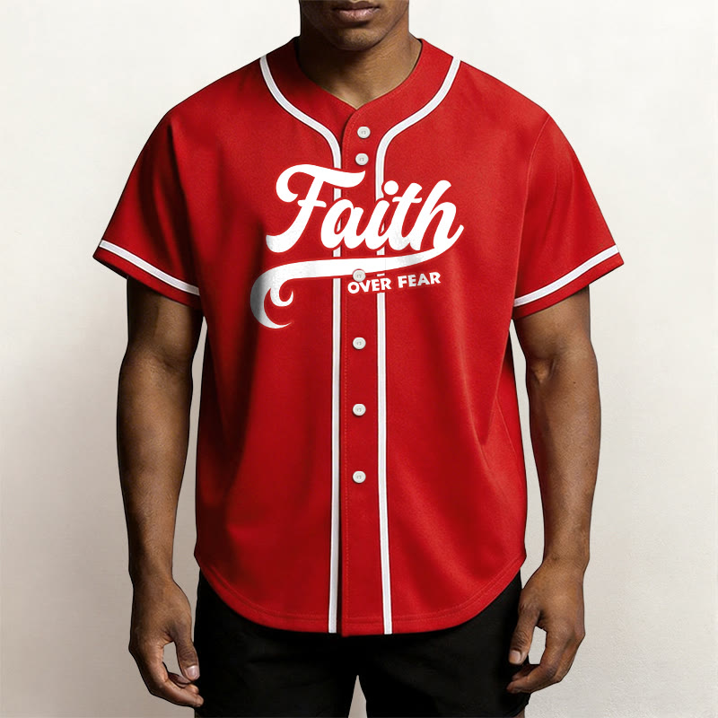 Christianartworkshop Maillot de baseball unisexe personnalisé avec nom et numéro « La foi plutôt que la peur » - image 23