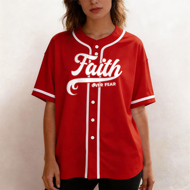 Christianartworkshop Maillot de baseball unisexe personnalisé avec nom et numéro « La foi plutôt que la peur » - image 25