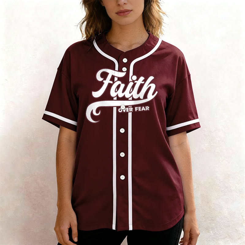 Christianartworkshop Maillot de baseball unisexe personnalisé avec nom et numéro « La foi plutôt que la peur » - image 32