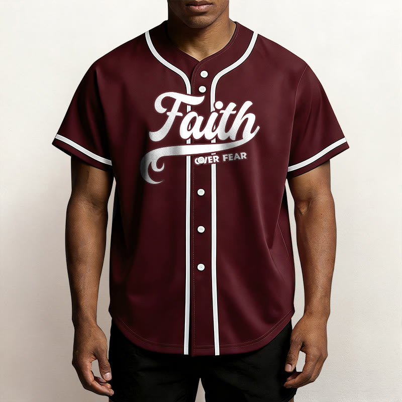 Christianartworkshop Maillot de baseball unisexe personnalisé avec nom et numéro « La foi plutôt que la peur » - image 30