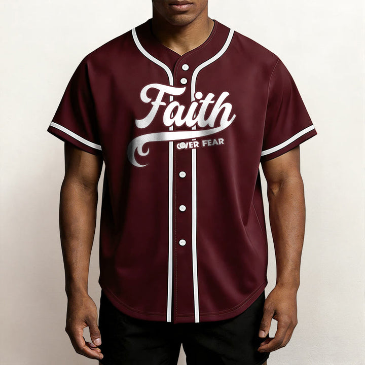 Christianartworkshop Maillot de baseball unisexe personnalisé avec nom et numéro « La foi plutôt que la peur » - image 30