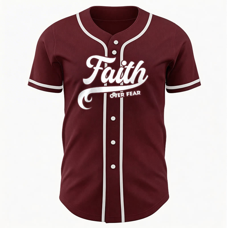 Christianartworkshop Maillot de baseball unisexe personnalisé avec nom et numéro « La foi plutôt que la peur » - image 34