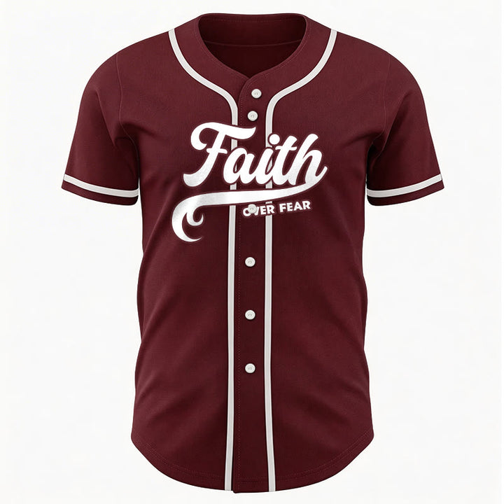 Christianartworkshop Maillot de baseball unisexe personnalisé avec nom et numéro « La foi plutôt que la peur » - image 34