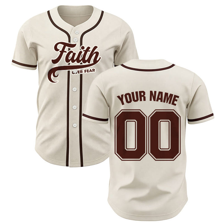 Christianartworkshop Maillot de baseball unisexe personnalisé avec nom et numéro « La foi plutôt que la peur » - Abricot - 5XL - Nom et numéro personnalisés - image 50