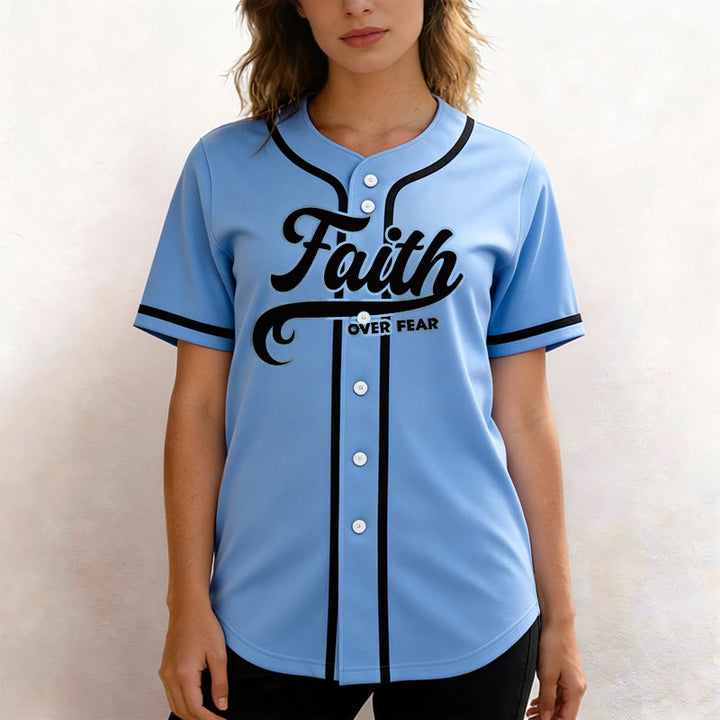 Christianartworkshop Maillot de baseball unisexe personnalisé avec nom et numéro « La foi plutôt que la peur » - image 39