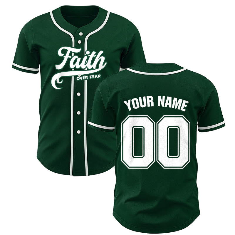 Christianartworkshop Maillot de baseball unisexe personnalisé avec nom et numéro « La foi plutôt que la peur » - Vert - 5XL - Nom et numéro personnalisés - image 43