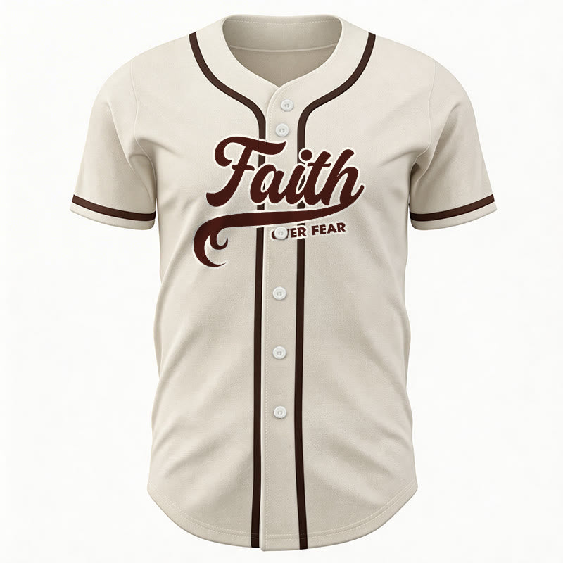 Christianartworkshop Maillot de baseball unisexe personnalisé avec nom et numéro « La foi plutôt que la peur » - image 55