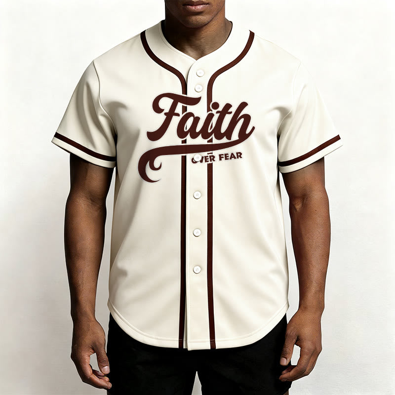 Christianartworkshop Maillot de baseball unisexe personnalisé avec nom et numéro « La foi plutôt que la peur » - image 51