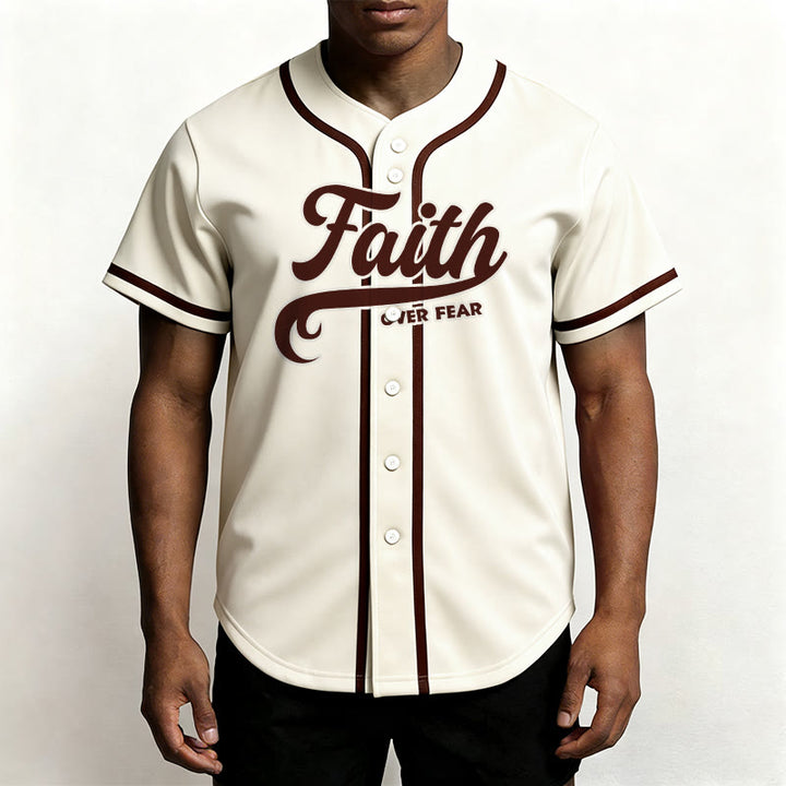 Christianartworkshop Maillot de baseball unisexe personnalisé avec nom et numéro « La foi plutôt que la peur » - image 51
