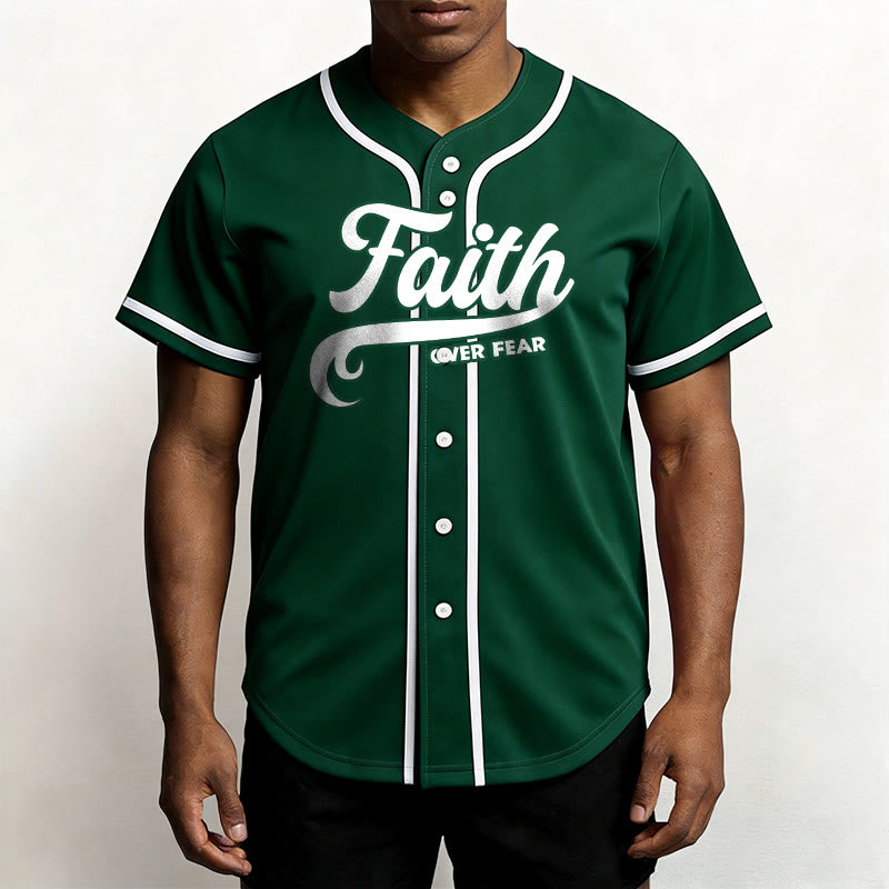Christianartworkshop Maillot de baseball unisexe personnalisé avec nom et numéro « La foi plutôt que la peur » - image 44