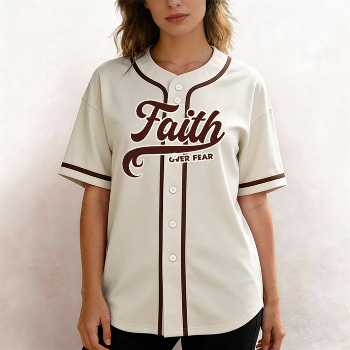 Christianartworkshop Maillot de baseball unisexe personnalisé avec nom et numéro « La foi plutôt que la peur » - image 53