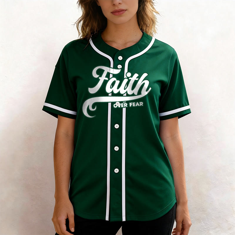 Christianartworkshop Maillot de baseball unisexe personnalisé avec nom et numéro « La foi plutôt que la peur » - image 46