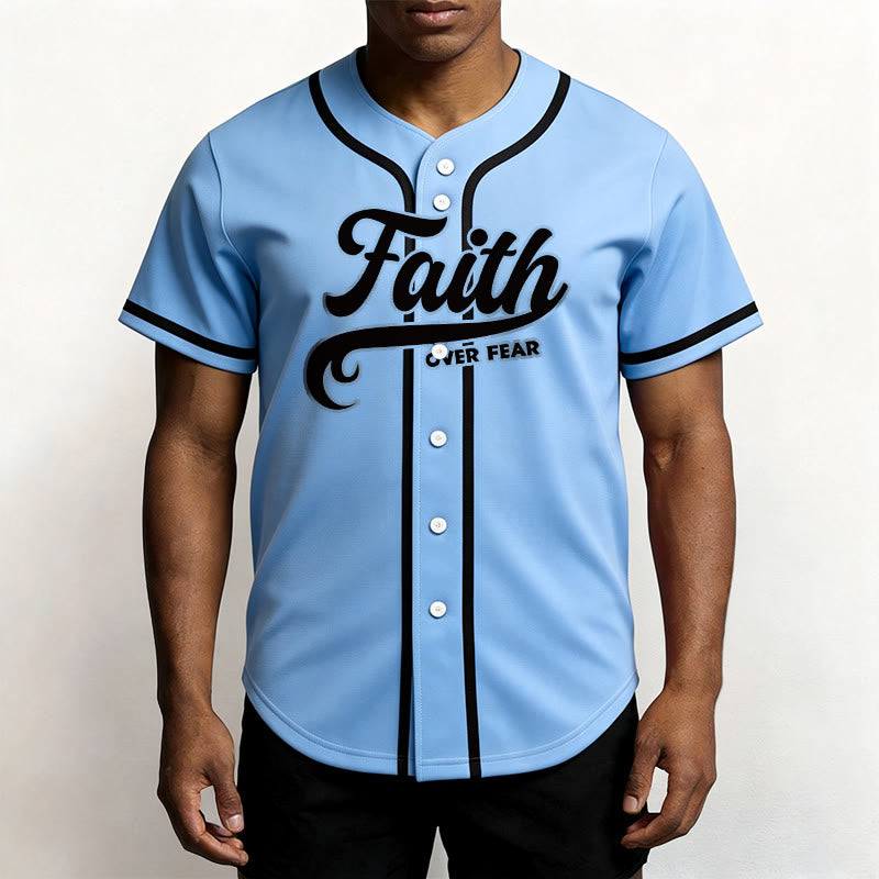 Christianartworkshop Maillot de baseball unisexe personnalisé avec nom et numéro « La foi plutôt que la peur » - image 37