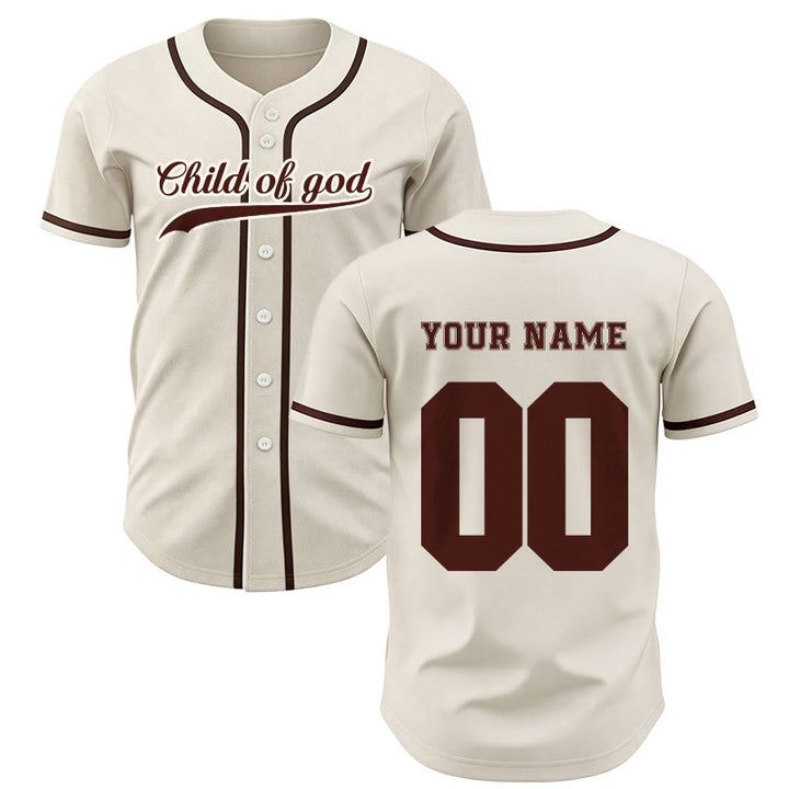 Maillot de baseball unisexe personnalisé avec nom et numéro « Enfant de Dieu » de Christianartworkshop - Abricot - 5XL - Nom & Numéro personnalisé - image 1