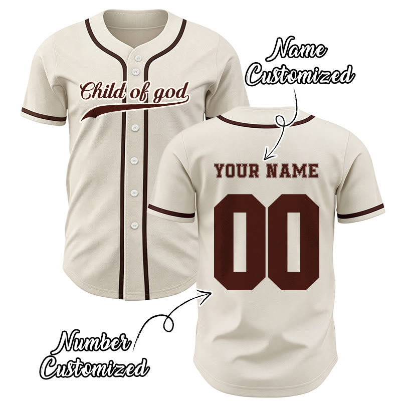 Maillot de baseball unisexe personnalisé avec nom et numéro « Enfant de Dieu » de Christianartworkshop - image 0