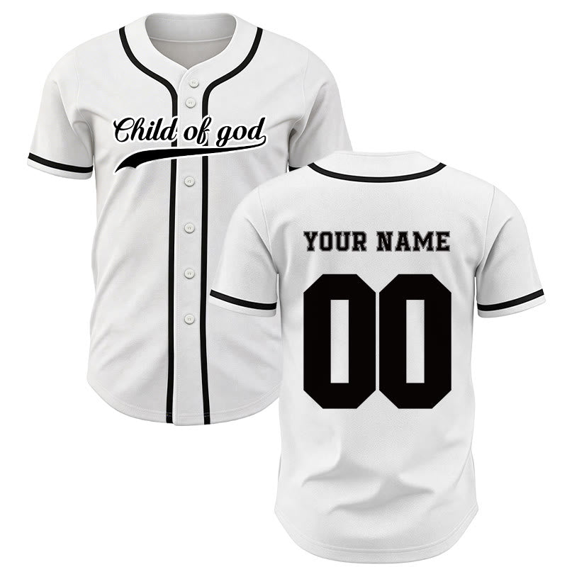 Maillot de baseball unisexe personnalisé avec nom et numéro « Enfant de Dieu » de Christianartworkshop - Blanc - 5XL - Nom & Numéro personnalisé - image 15