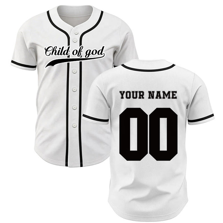 Maillot de baseball unisexe personnalisé avec nom et numéro « Enfant de Dieu » de Christianartworkshop - Blanc - 5XL - Nom & Numéro personnalisé - image 15