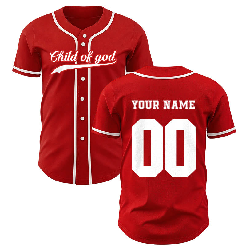 Maillot de baseball unisexe personnalisé avec nom et numéro « Enfant de Dieu » de Christianartworkshop - Rouge - 5XL - Nom & Numéro personnalisé - image 22