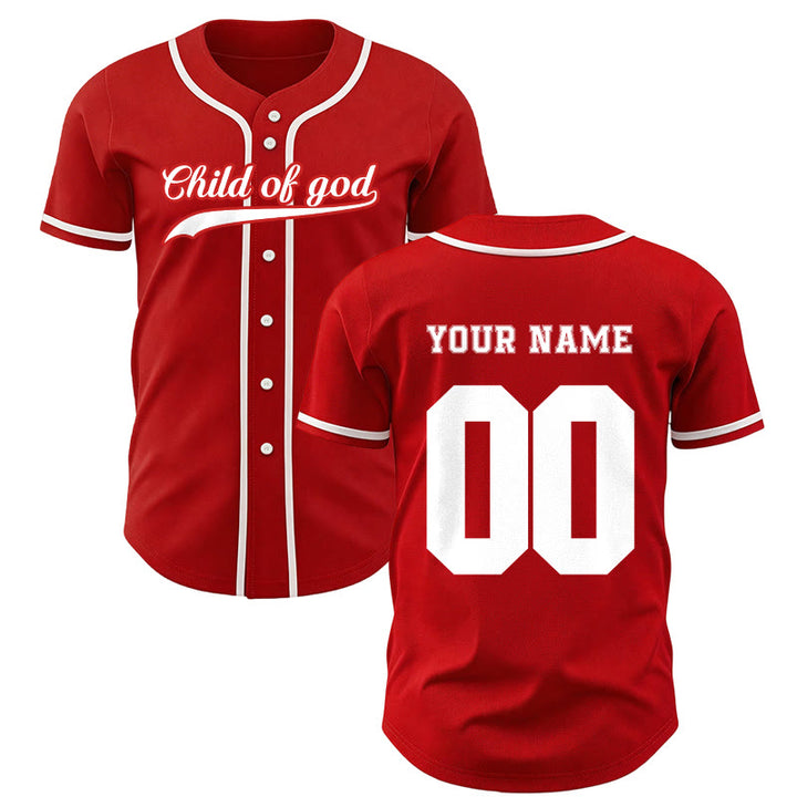 Maillot de baseball unisexe personnalisé avec nom et numéro « Enfant de Dieu » de Christianartworkshop - Rouge - 5XL - Nom & Numéro personnalisé - image 22