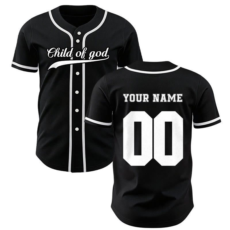 Maillot de baseball unisexe personnalisé avec nom et numéro « Enfant de Dieu » de Christianartworkshop - Noir - 5XL - Nom & Numéro personnalisé - image 29
