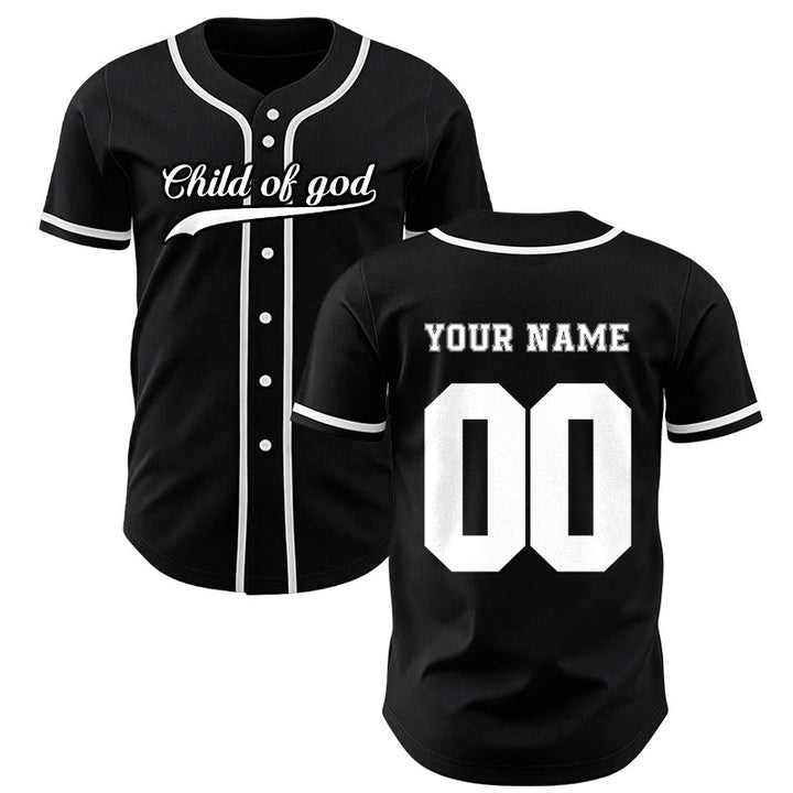 Maillot de baseball unisexe personnalisé avec nom et numéro « Enfant de Dieu » de Christianartworkshop - Noir - 5XL - Nom & Numéro personnalisé - image 29