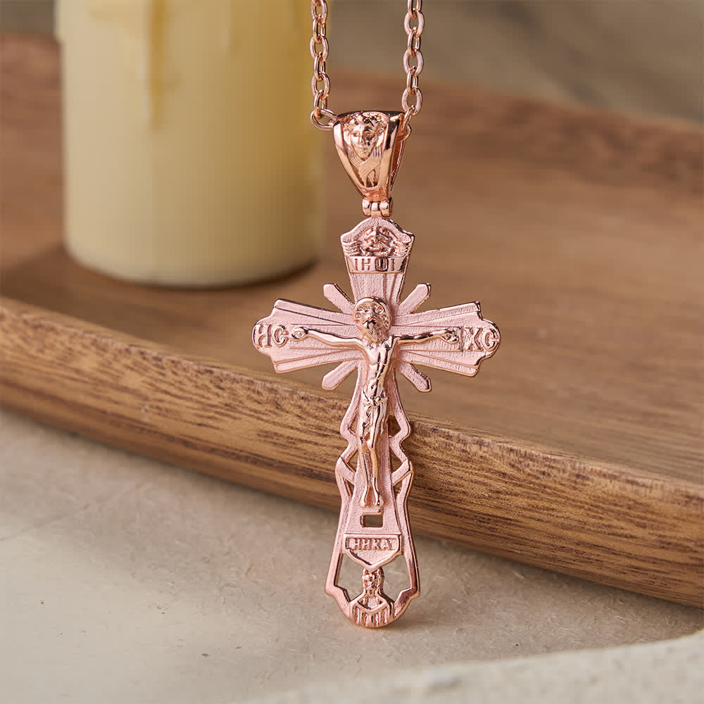 Christianartworkshop Collier Croix Chrétienne : Histoire de sacrifice et parure intemporelle - Or rose - 70 cm - image 5