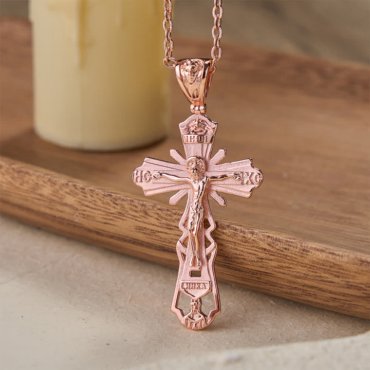 Christianartworkshop Collier Croix Chrétienne : Histoire de sacrifice et parure intemporelle - Or rose - 70 cm - image 5