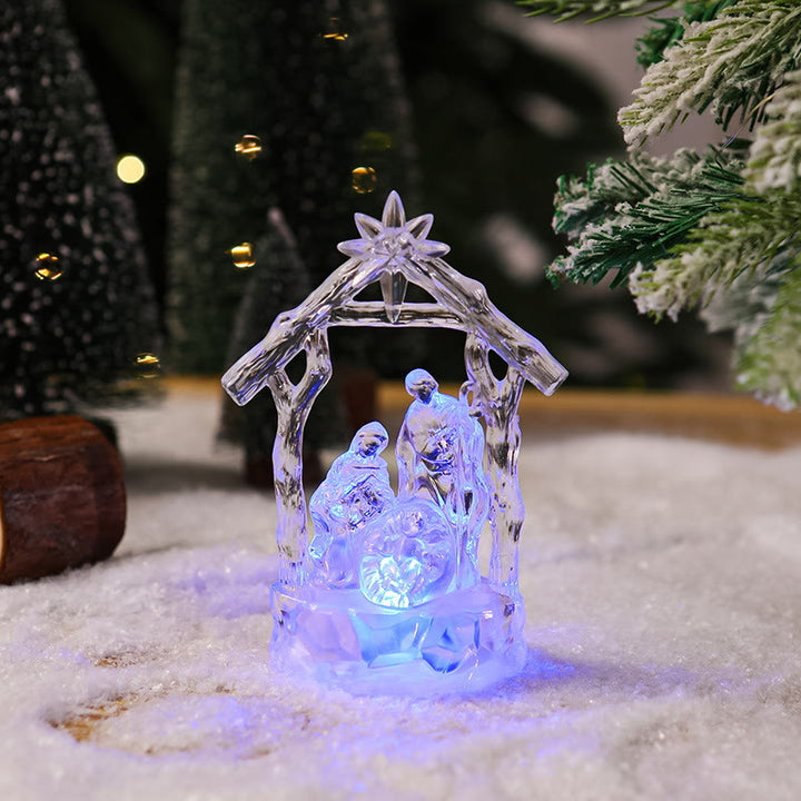Christianartworkshop Crèche lumineuse transparente de la Sainte Famille : Symbole lumineux de la lumière divine et de la naissance sacrée - Lumière violette - image 4