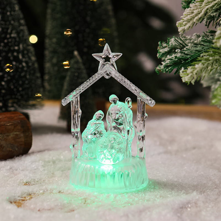 Christianartworkshop Crèche lumineuse transparente de la Sainte Famille : Symbole lumineux de la lumière divine et de la naissance sacrée - Feu vert - image 5