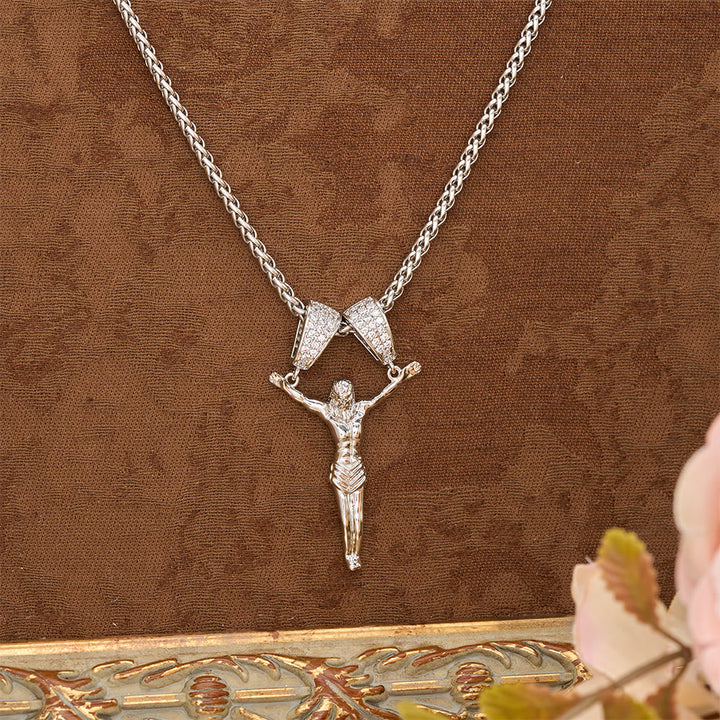 Christianartworkshop Collier crucifix mobile orné de zircon : Un bijou sacré et audacieux, symbole de foi. - Argent - image 0