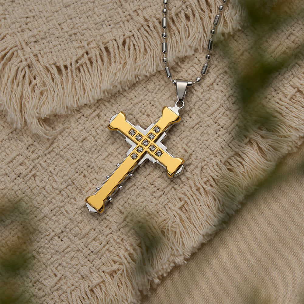 Christianartworkshop Collier croix géométrique multicolore : symbole intemporel de grâce spirituelle éternelle - Doré - image 1