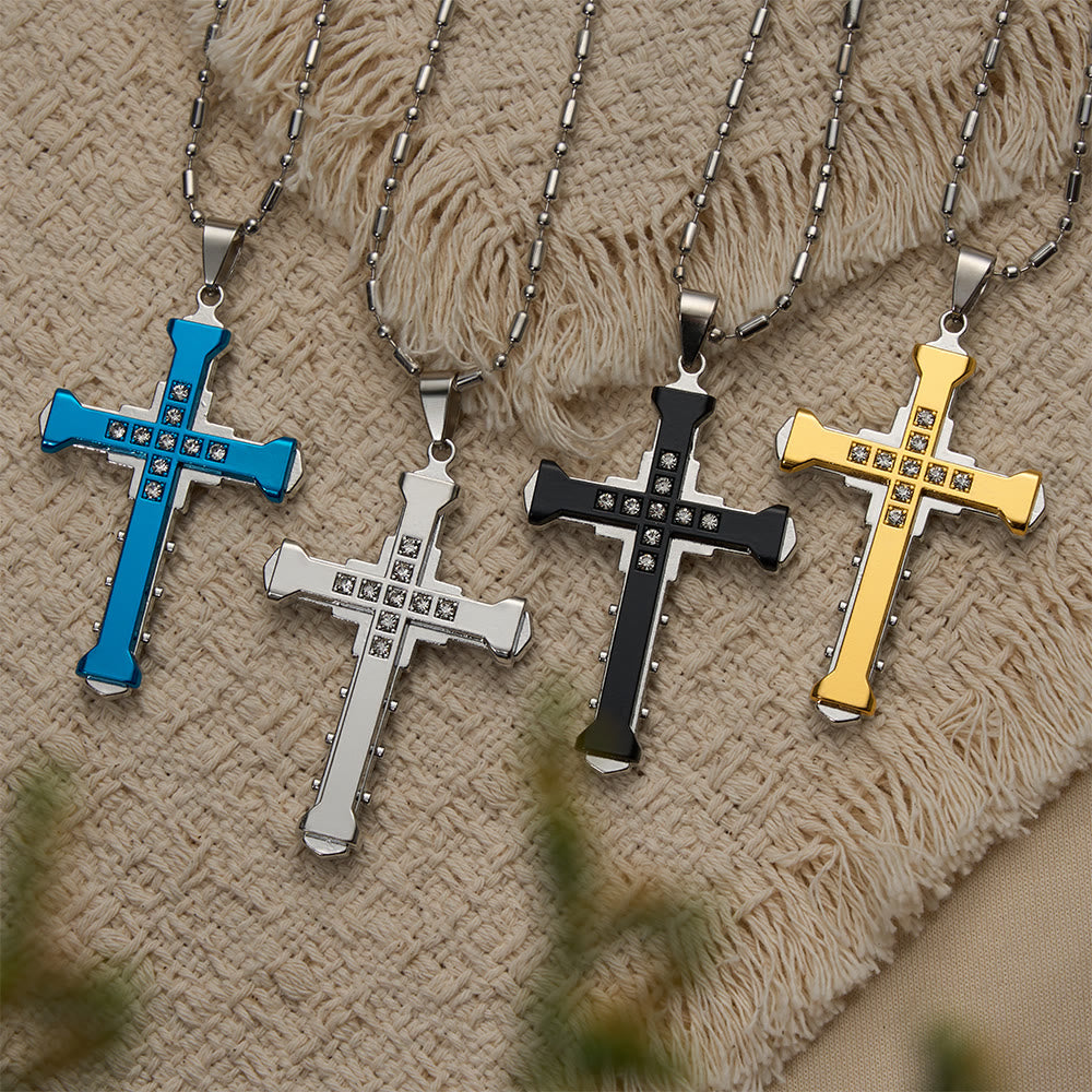 Christianartworkshop Collier croix géométrique multicolore : symbole intemporel de grâce spirituelle éternelle - image 0
