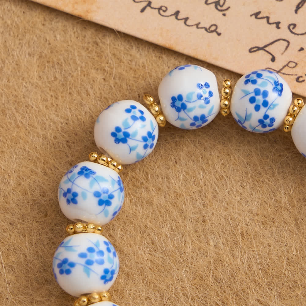Christianartworkshop Chapelet de poche en porcelaine bleue à motif floral, orné d'une élégante Vierge Marie et d'une croix. - image 6