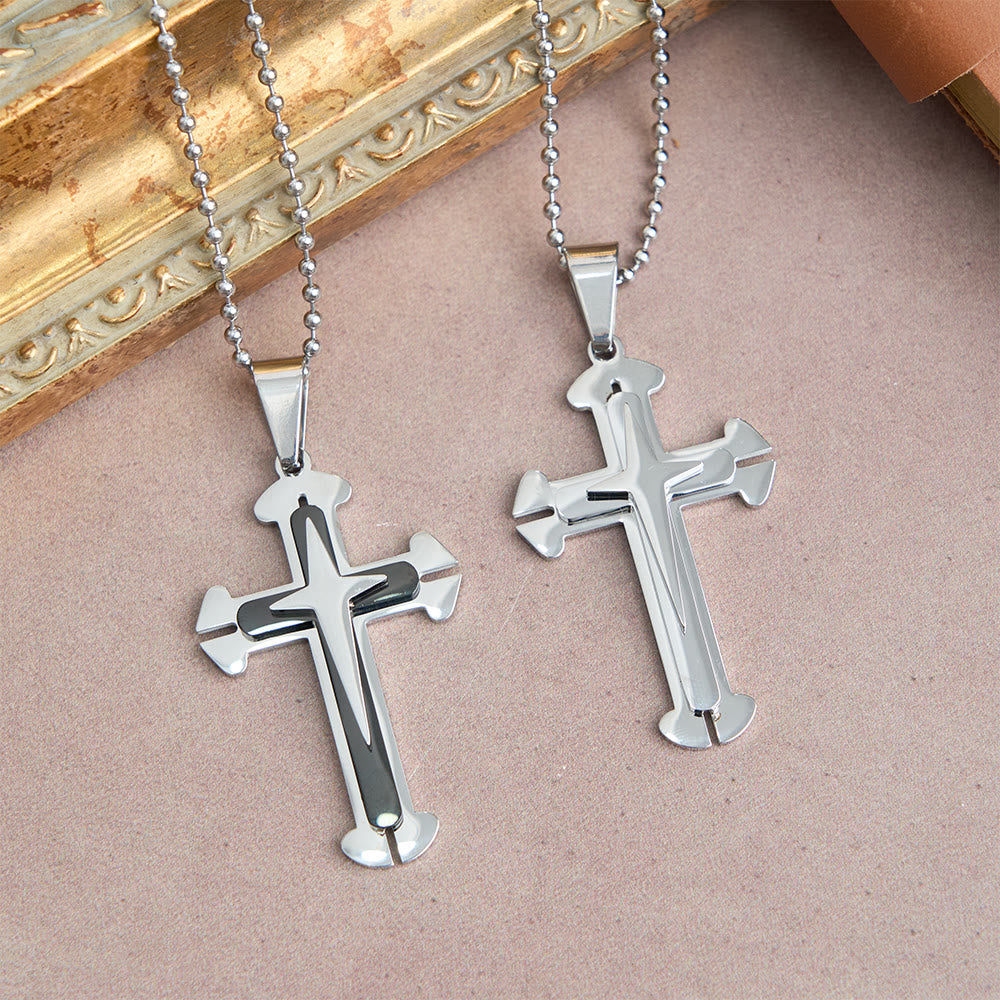 Christianartworkshop Collier pendentif croix à trois niveaux : un symbole moderne de foi inébranlable - image 2