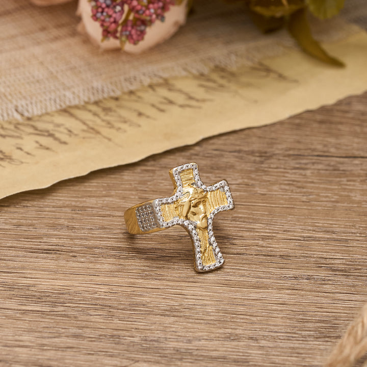 Christianartworkshop Bague ouverte en forme de croix avec le visage de Jésus : un symbole audacieux de la grâce rédemptrice - image 2