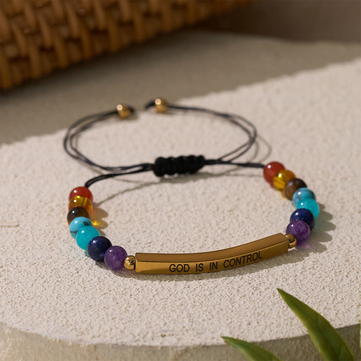 Christianartworkshop Bracelet de foi ajustable en pierre naturelle avec carte de rappel biblique - image 3
