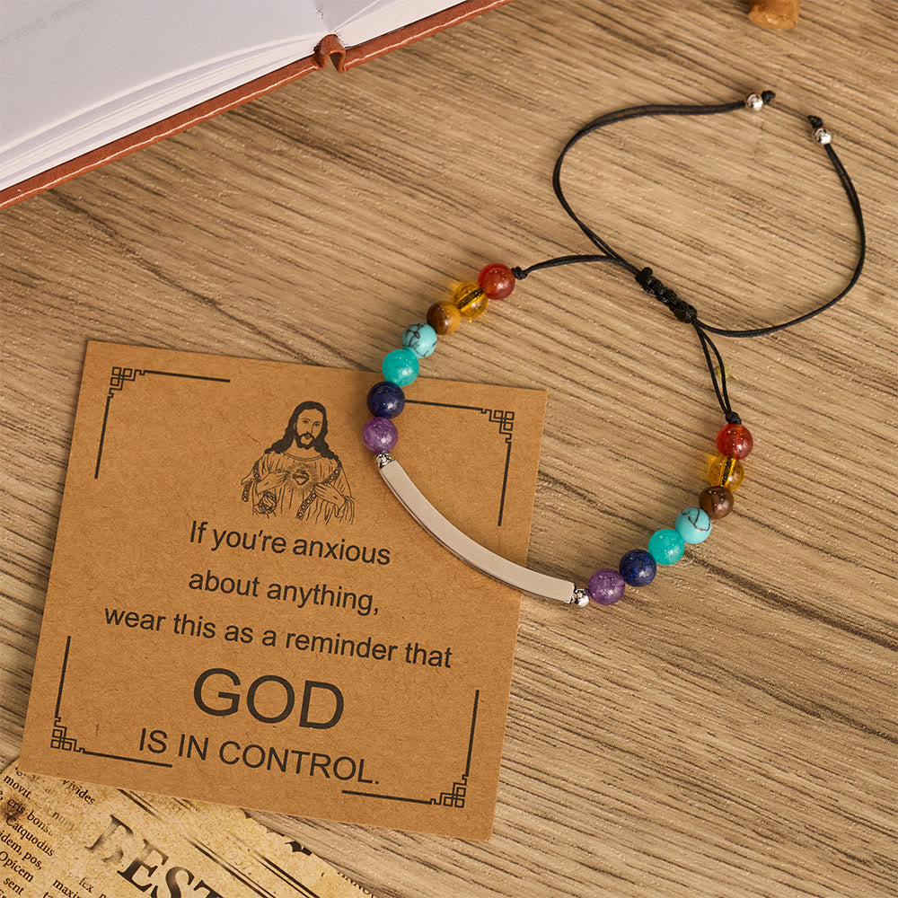 Christianartworkshop Bracelet de foi ajustable en pierre naturelle avec carte de rappel biblique - Argent - image 5