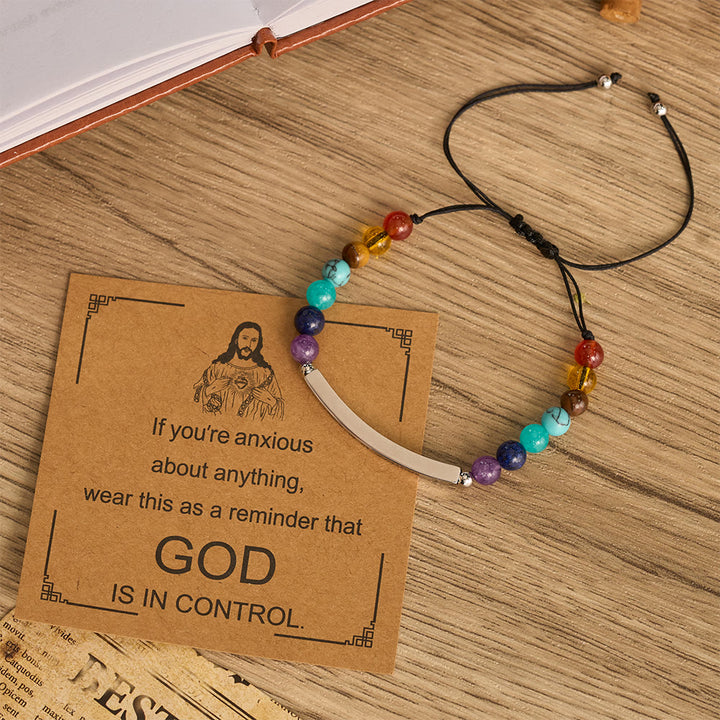 Christianartworkshop Bracelet de foi ajustable en pierre naturelle avec carte de rappel biblique - Argent - image 5