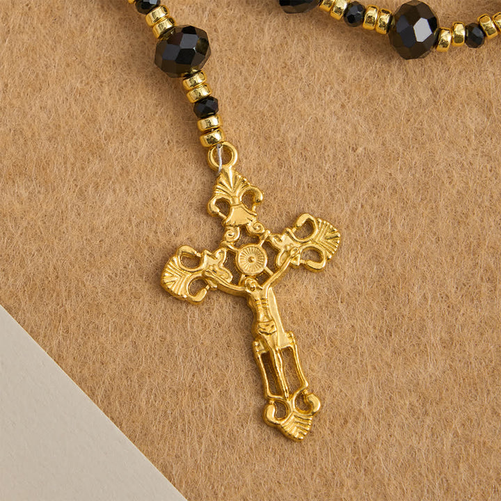 Chapelet de la Vierge Marie en verre noir à facettes, personnalisé avec le prénom de maman, par Christianartworkshop - image 8