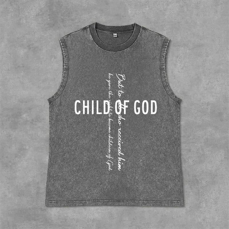 Christianartworkshop Débardeur unisexe délavé avec inscription biblique « Enfant de Dieu » - Gris - 2XL - image 0